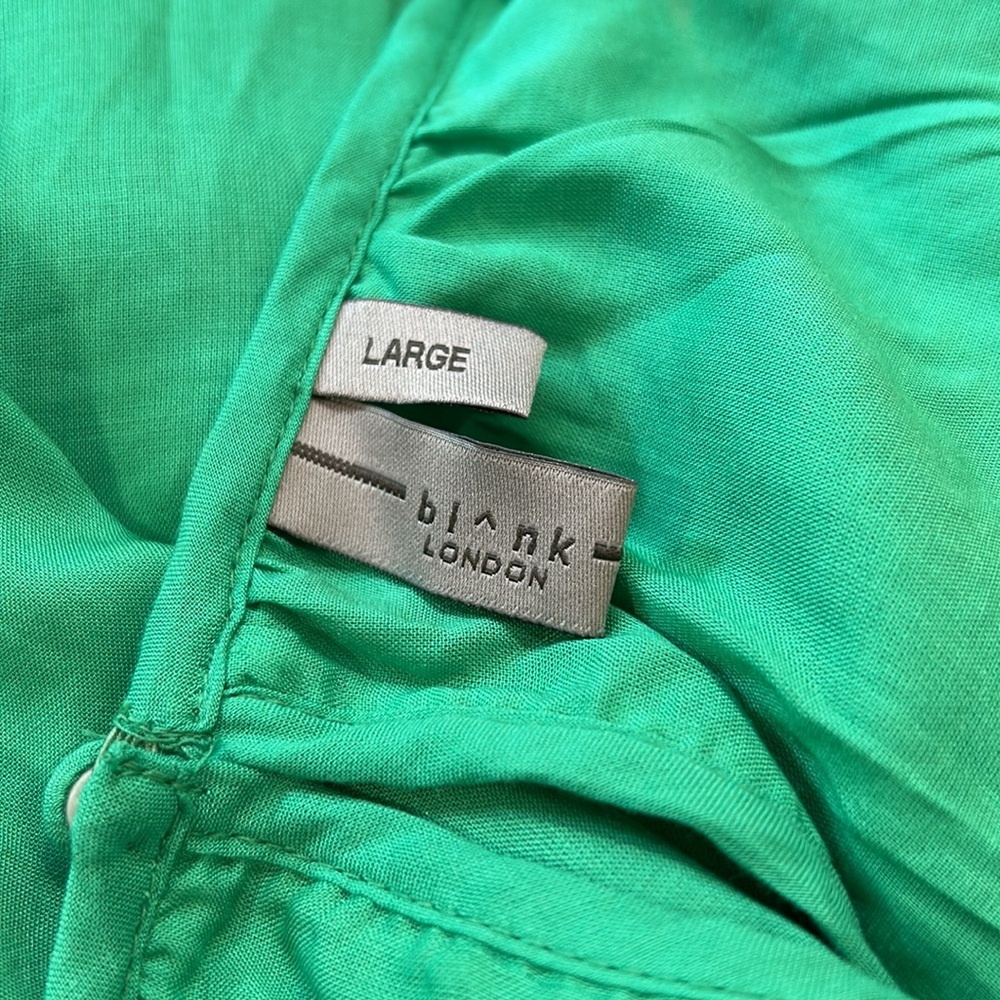 ANTHROPOLOGIE Bl^nk Green Boho Peasant Lightweight Summer Blouse Size Large - Picture 9 of 11